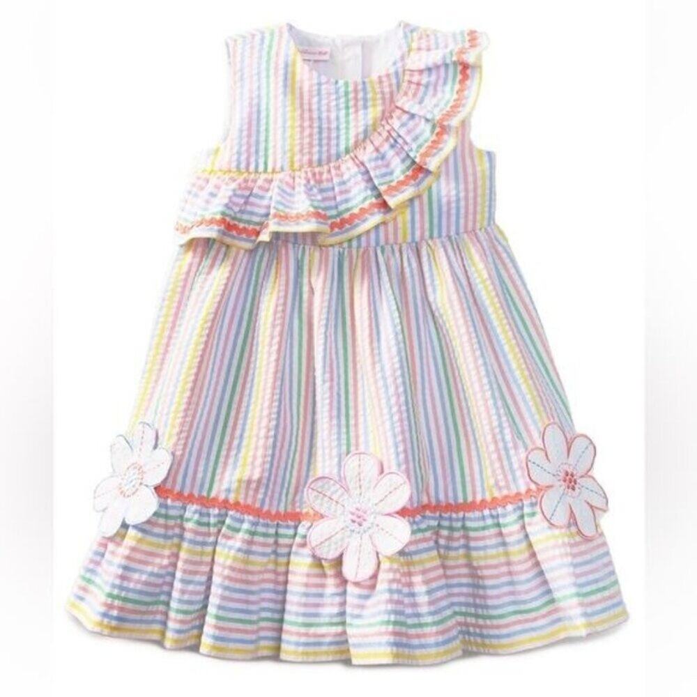 Bonnie Jean Toddler Girls Size 24 months Sleeveless Asymmetrical Multi Stripe Se